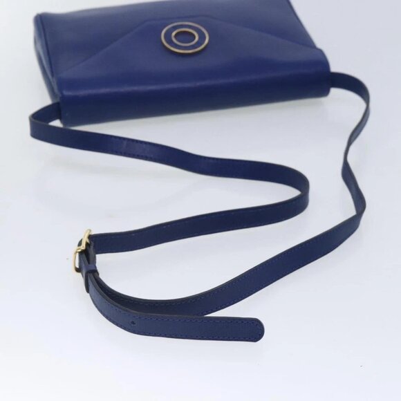 CELINE Shoulder Bag Leather Blue Gold Auth 94799V - Picture 8 of 15